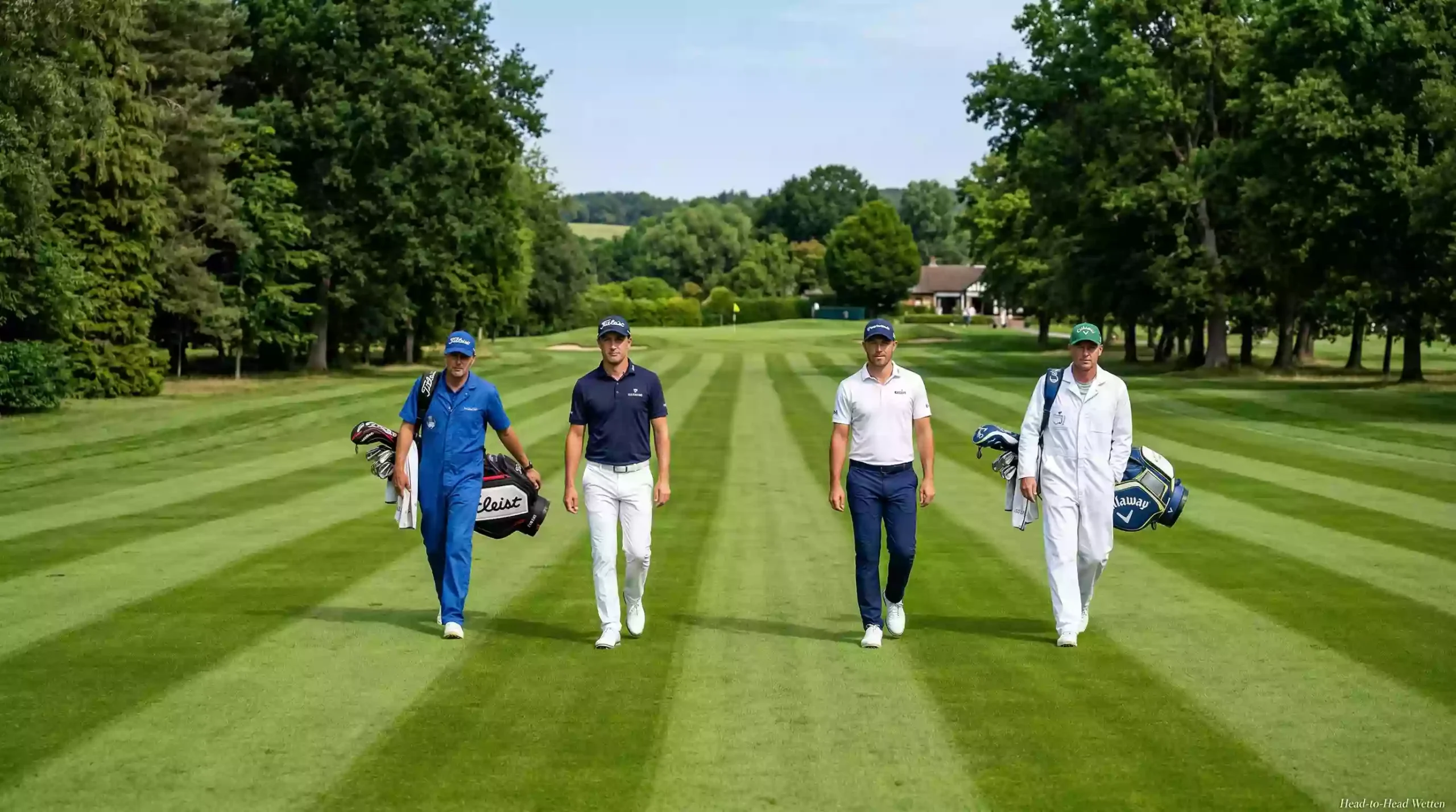 Zwei Golfspieler im direkten Vergleich auf dem Fairway eines Golfturniers